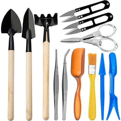 12pcs Succulent Gardening Tool Sets Scissors Seedling Transplanter Soil Shovel Potted Pruning Brush Plants Transplanting Garden