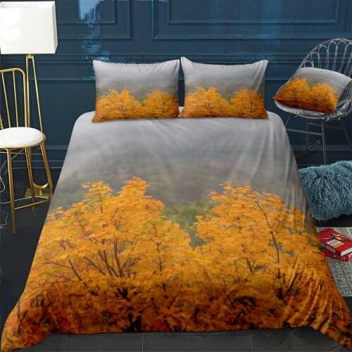 Autumn Tree Quilt Cover Pillowcase 3Piece Comforter Bedding Set With Pillow Case Single Double Duvet Cover Home Decora
