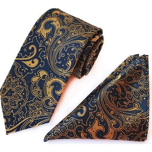 Luxury Design Men Tie Set with Polyester Material 8cm Necktie and Pocket Square Set for Men Gift