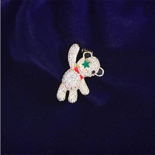Cute Mini Bear Crystal Brooches for Women Sweet Teddy Zircon Enamel Pins Red Bowknot Gold Brooch Vintage Funny Animal Jewelry