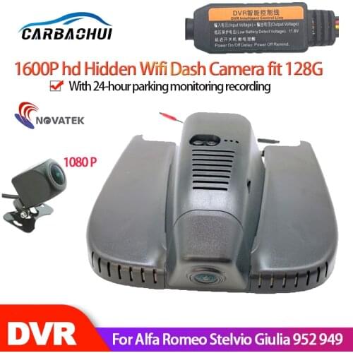 Car Hidden WiFi DVR Dash cam Camera Video Recorder For Alfa Romeo Stelvio Giulia 952 949 high quality Night vision HD 1600P