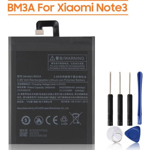 Xiao Mi Original Replacement Battery BM3A For Xiaomi Mi Note3 Note 3 Authentic Phone Battery 3400mAh