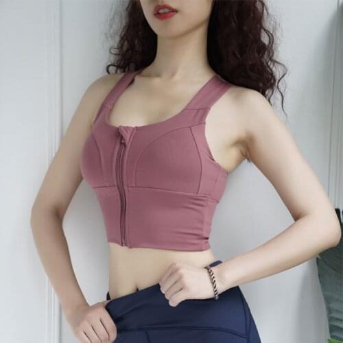 CXUEY Zipper Sports Bras Shockproof Fitness Bra Women Tank Top Push Up Workout Sports Bra for Women Gym Yoga Bras Pink Black XL