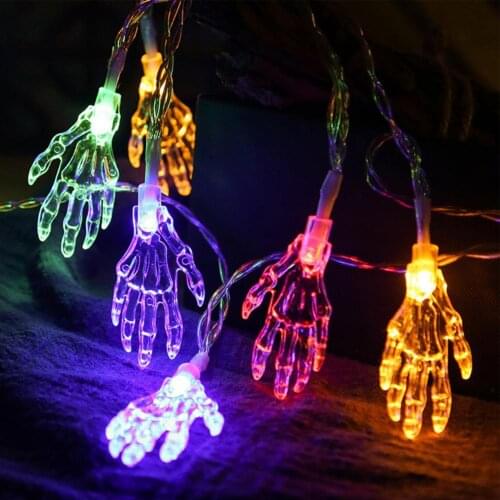 String Light Battery Operated Reusable Plastic Skeleton Hands Halloween LED Night Lights for Party