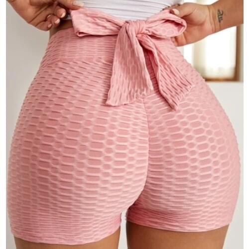 Bow Tie Textured Butt Lifting Sports Shorts Waist Trainer Butt lifter Slimming Underwear Body Shapewear Dropship