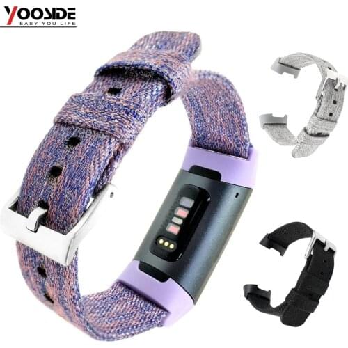 YOOSIDE Woven Canvas Sport Band Strap Wristband for Fitbit Charge 3 /Charge 3 SE Replacement Fitness Smart Wristbands Women Men