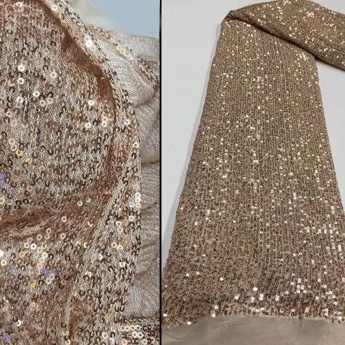 22 colors (5yards/pc) High quality elastic stretch sequins net lace champagne African French lace soft for party dress FJY232