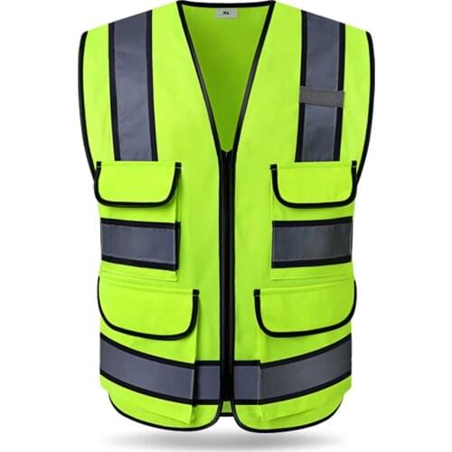 High Vis Safety Vest Fluorescent Yellow Gilet Construction Traffic Worker Workwear Logo Printing for Over 5 Pieces