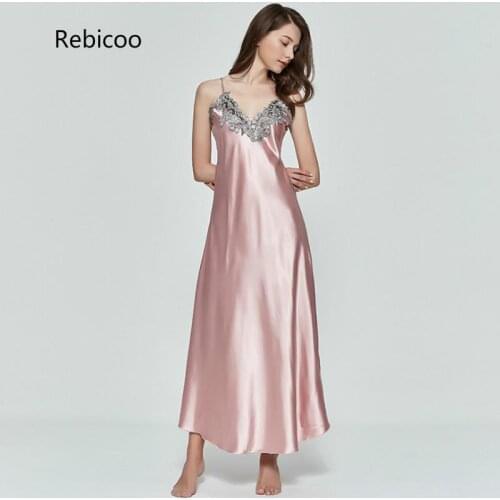 Ladies Women Oversize Satin Long Nightdress Silk Lace Sexy Lingerie Nightgown Sleepwear Sleepshirts