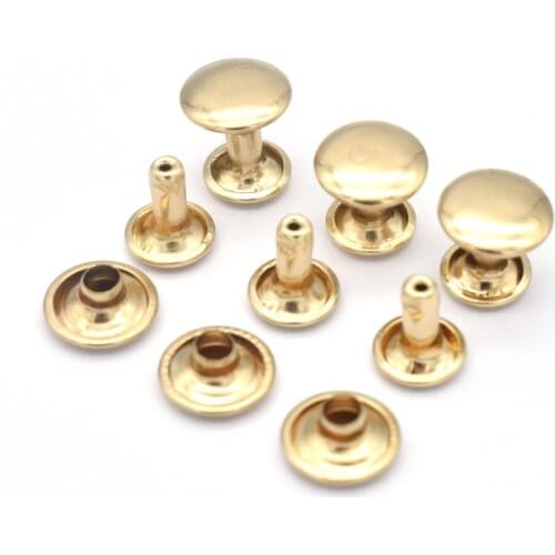 10mm Gold Double Round Cap Metal Button Rapid Antique Rivet Studs Purse Bags Handbags Shoes Belts Leather Craft