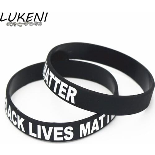 LUKENI 1PC Hot Sale Black Lives Matter Bracelet & Bangles For Men Women Black Silicone Rubber Wristband 2017 Name Jewelry SH067
