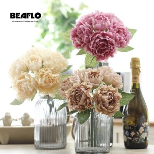 1 Branch/Bouquet Artificial Flowers Peony Vivid flores artificiales Fake Silk Rose Bridal Wedding Home Office Garden Decoration