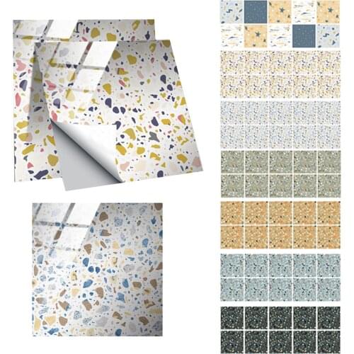 10Pcs Terrazzo DIY Waterproof Self Adhesive Tile Wall Stickers Crystal Films House Furniture Renovation Decals Kitchen Stickers