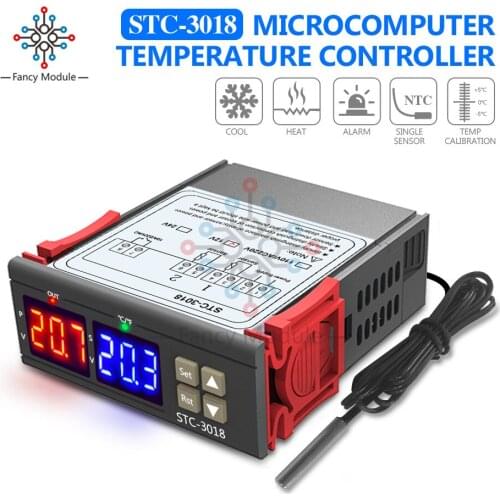 12V 24V 220V LED Dual Digital Temperature Controller STC-3018 High precision temperature controller digital display thermostat