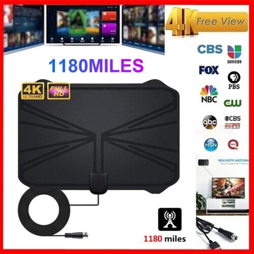 4K Digital HDTV Aerial Indoor Amplified Antenna 1180 Miles Range HD1080P DVB-T2 Freeview TV Without Amplifier