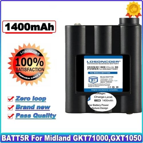 2pc/lot Battery BATT5R BATT-5R for ALAN G7 MIDLAND GXT800 GXT400 GXT1050 GXT300 PB-ATL/G7 LXT310 LXT350 LXT410 NAUTICO NT1VP