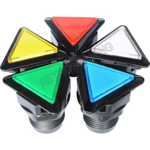 1PCS 12v Triangle LED Arcade Push Button black circle illuminated with microswitch 5 Colors