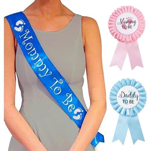 Baby Shower Satin Ribbon Mom To Be Sashes Pink Shoulder Strap Mothers Day Party Decoratives Dad To Be Party supplies