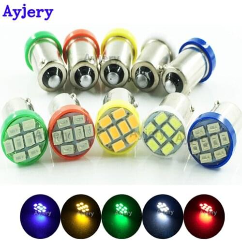 AYJERY 100X DC 12V Car Auto LED BA9S 8SMD 3020 LED H6W T4W 8 led smd 1206 Wedge LED Light Bulb Lamp White Blue Red Green Yellow