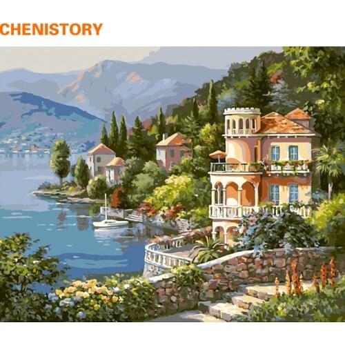 CHENISTORY Landscape DIY Painting By Numbers Acrylic Paint On Canvas Handpainted Oil Painting For Home Decor Wall Artwork 40x50