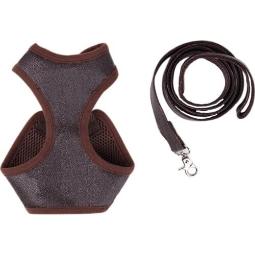 Floral Print Dog Harness Set for Small Dogs Mesh Breathable Harness and Leash for French Bulldog Outdoor Walking Pet Leash A236