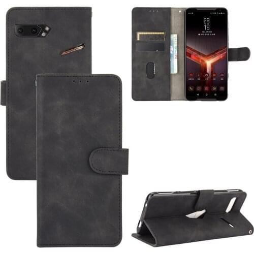 For Asus ROG Phone II 2 ZS660KL Luxury Flip Skin Texture PU Leather Wallet Case For Asus ZS660KL Asus Rog2 I001DA Phone Bags