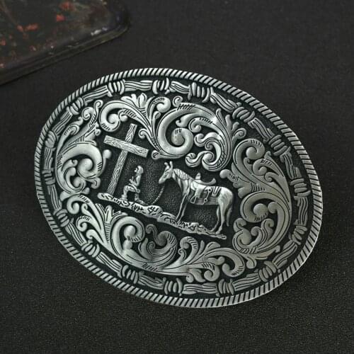 Western cowboy two-tone rope and barbed wire classic impression Christian cowboy attitude buckle