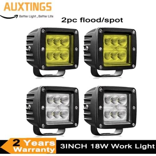 3inch 18W 4x4 Offroad Led Work Lights Bar yellow led fog light Cars Flood Beams Off road SUV ATV Tractor Boat Trucks 12V 24V