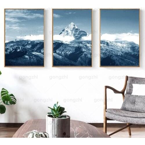 Hd Snows Mountain Landscape Canvas Painting Living Room Bedroom Mountaineering Shop Wall Decoration Printing Modern Art Poster