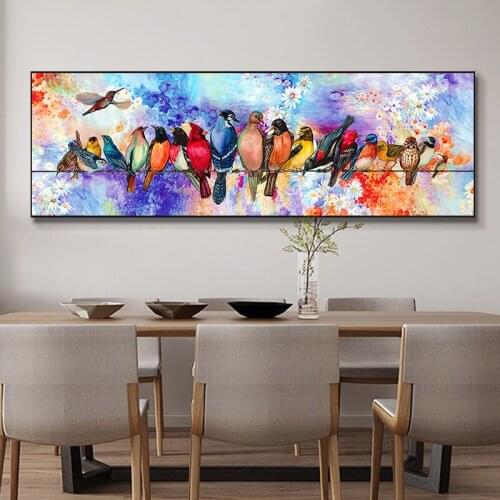 Artistic Parrot Bird on Branches Wood Landscape Canvas Painting Posters and Print Modern Wall Picture for Living Room Home Decor