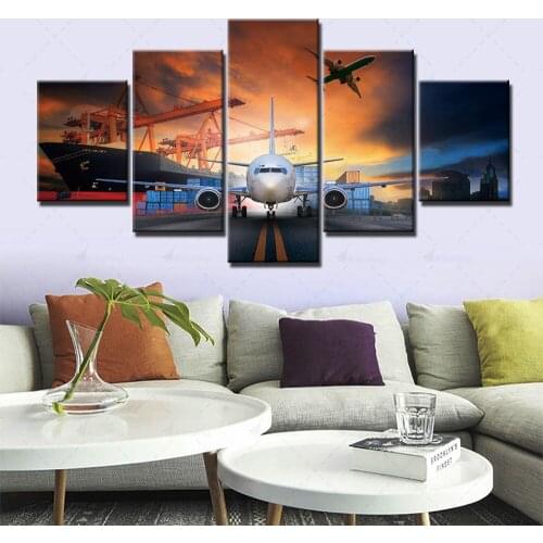 Canvas Painting Home Decor Modular Airplane Picture Modern HD Printed Cruise Ship Poster For 5 Pieces Living Room Wall Art Frame