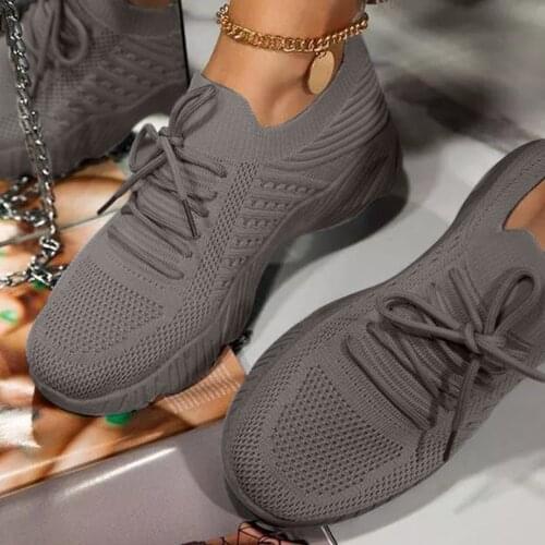 Summer Breathable Mesh Sneakers Women Sport Sock Shoes Cross Tie Platform Round Toe Casual Fashion Sport Lace Up Zapatillas