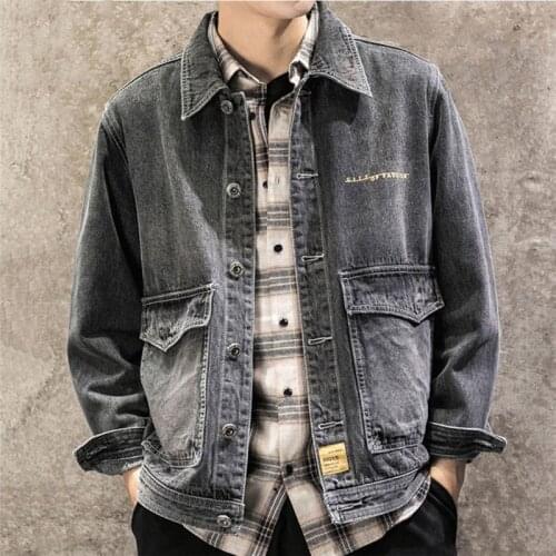Fashion Streetwear Men Denim Coats Autumn Winter Baggy Lapel Jacket Leisure Pocket Single-breasted Male Outerwear 2021