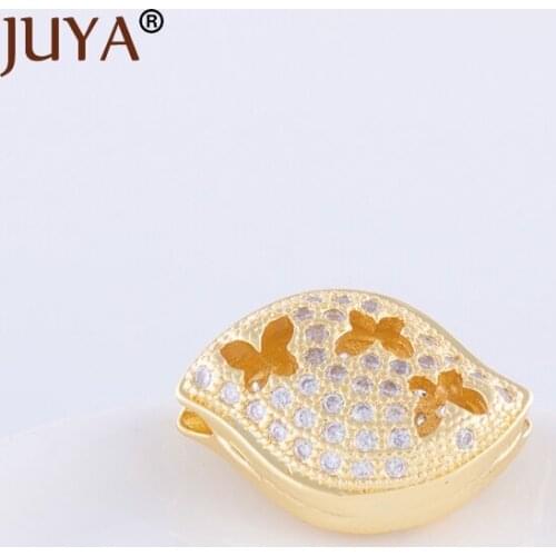 Fashion Beads Accessories For Jewelry Making High Quality Copper Metal Inlay CZ Rhinestone Hollow Butterfly Beads DIY Craft