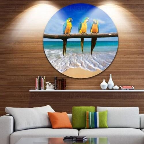 Canvas Paintings Wall Art Blue Macaws Home Decor Poster HD Prints Modular Modern Beach Pictures Round Living Room No Framework