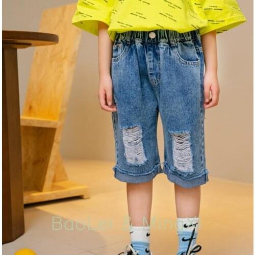 2021 new wholesale girls boys denim Holes shorts spring summer fashion kids shorts 3-9t A535