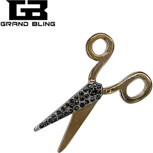 New Arrival Gold Plating Alloy Scissors Brooch Pin for Hairdresser&Hair Salon Decoration