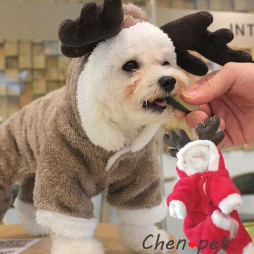 Dog New Year Clothes Warm Hoodie for Winter Soft Pet Costume Chritmas Dear Figure Luxury Dog Clothes Cute Cat Clothes Puppy Coat