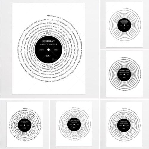 Lyrics record album printing, lyrics wall art, Valentines Day gifts