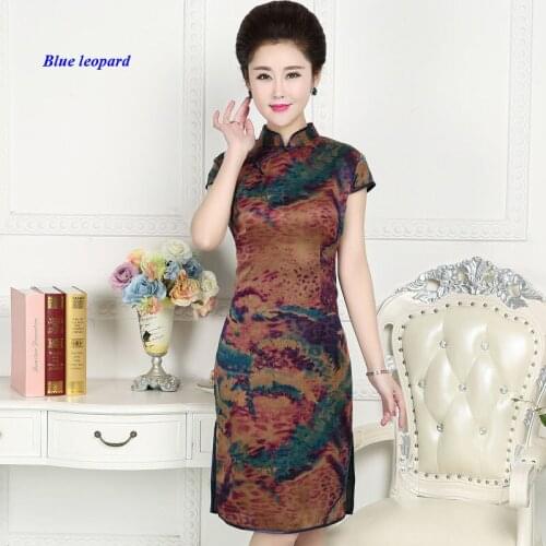 Pure wateredgauze silk standing collar short sleeve cheongsam dresses,100% silk zipper side slit summer dress,with gift mask