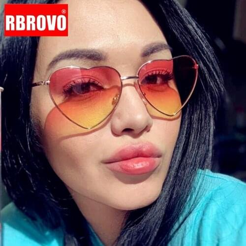 RBROVO 2021 Heart Vintage Sunglasses Women Brand Designer Eyewear For Women/Men Gradient Goggles Women Small Oculos De Sol UV400