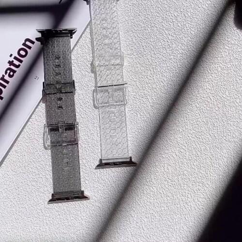 Fashion Clear TPU Diamond Pattern Watch Band For Apple Watch Series 6 5 4 SE Transparent Wrist Strap for Iwatch 38/40mm 42/44mm