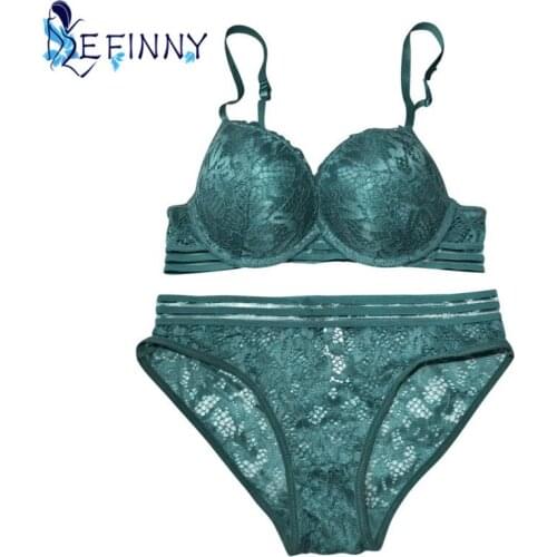 Luxurious Noble Floral Embroidery Padded Adjusted-straps Sexy Women Lace Bra Set Lingerie Ultrathin Transparent Briefs Set