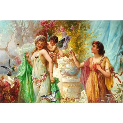 Needlework For Embroidery DIY DMC Color Quality Unprinted - Counted Cross Stitch Kits 14 ct Oil painting - A Classical Idyll