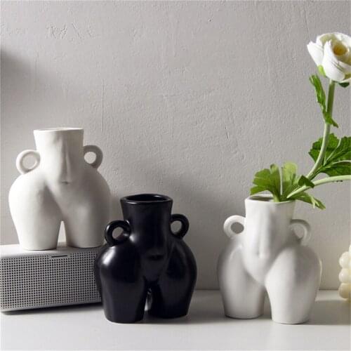 Nordic Body Ass Dried Flower Vases Home Decoration Accessories Modern Abstract Design Tabletop Flower Pot Bouquet Pot