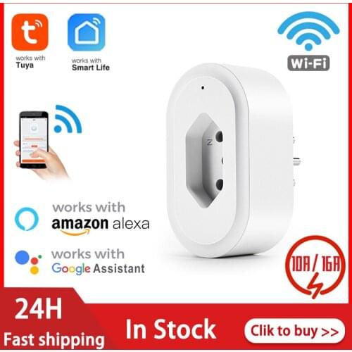 Tuya WiFi Smart Plug Brazil Adaptor Remote Voice Control Power Energy Monitor Outlet Timer Socket For Alexa Google Home