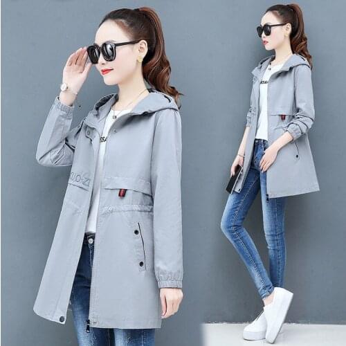 Mid-length Windbreaker Spring Autumn Women New Fashion Lining Trench Coat Female Loose Casual Ladies Coats Plus Size Outerwear