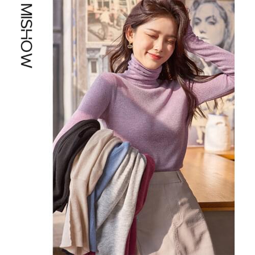 MISHOW 2020 Winter Sweaters For Women Casual Slim Pullover Long Sleeve Turtle Neck Female Knitted Tops Warm Clothing MX20D5580