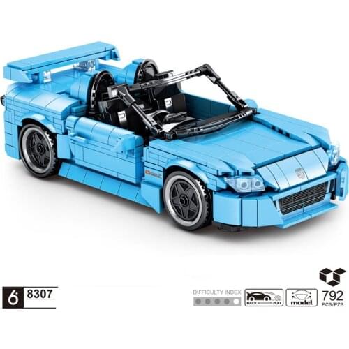 Technical sport car build block honda s2000 Roadster model Pull back vehicle steam assembly bricks toy collection for boy gift