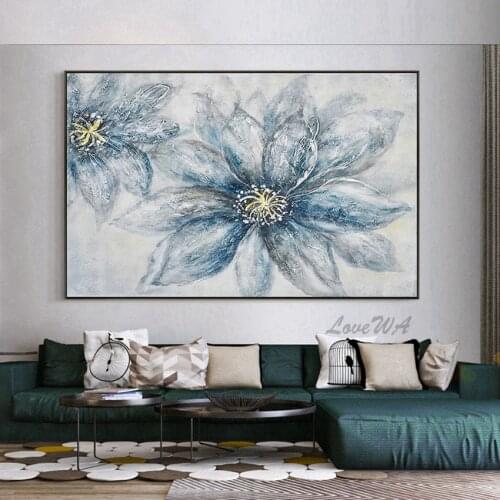Texture Acrylic Art Hand Painted Abstract Lotus Flower Oil Painting Canvas Picture Home Entrance Decoration Showpieces Artwork